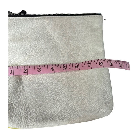 Vince Camuto Neve Crossbody Bag Snow White & Citron Yellow Pebbled Leather - Picture 14 of 16